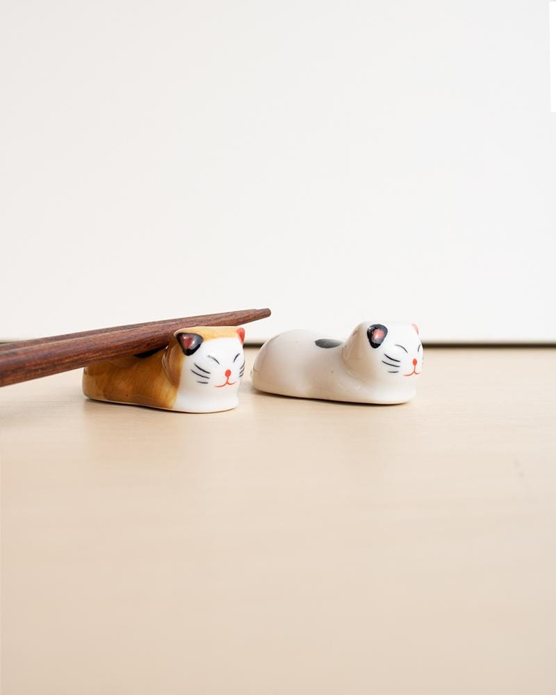 Shop Cermic Cat Friends Chopstick Holder 2 lying cats with chopsticks