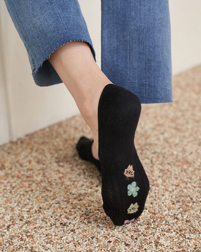 Kittens & Flowers No-Show Socks