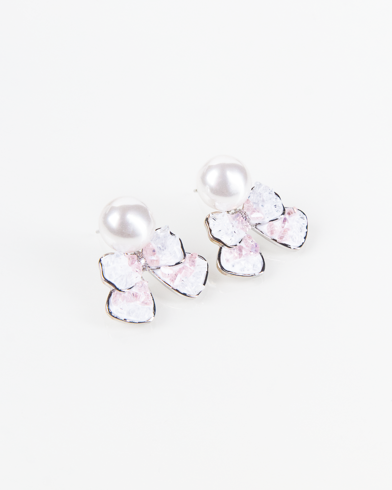 NYU NYU Simple Pearl White Bowknot Earrings