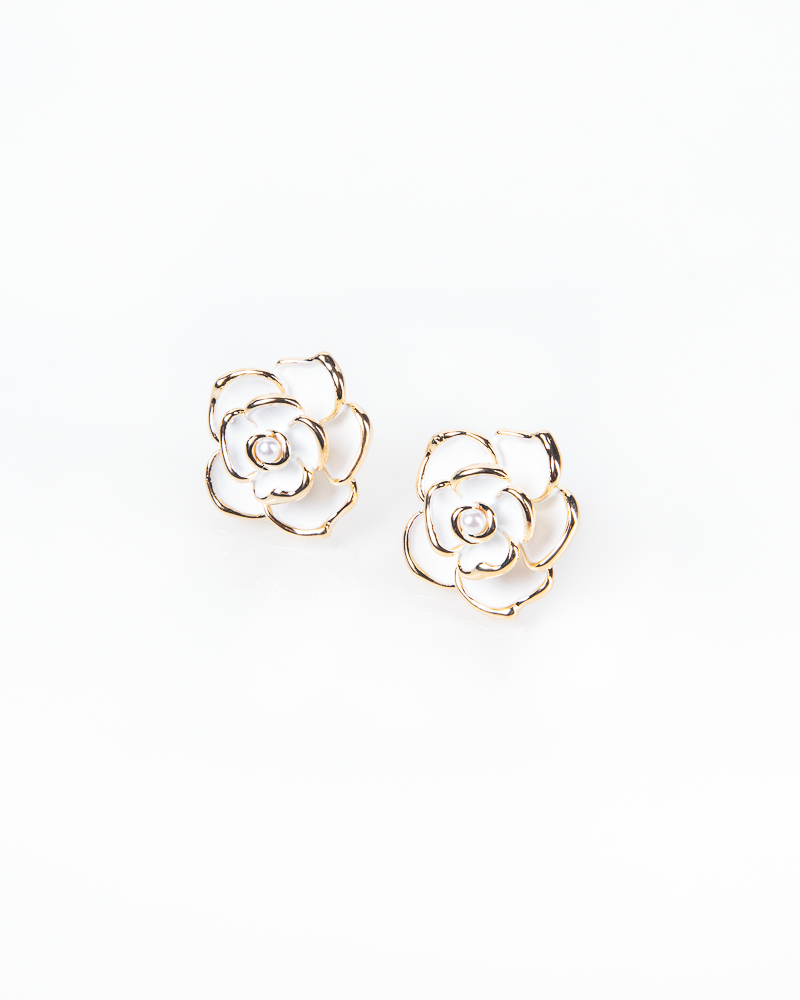 NYU NYU White Camellia Earrings