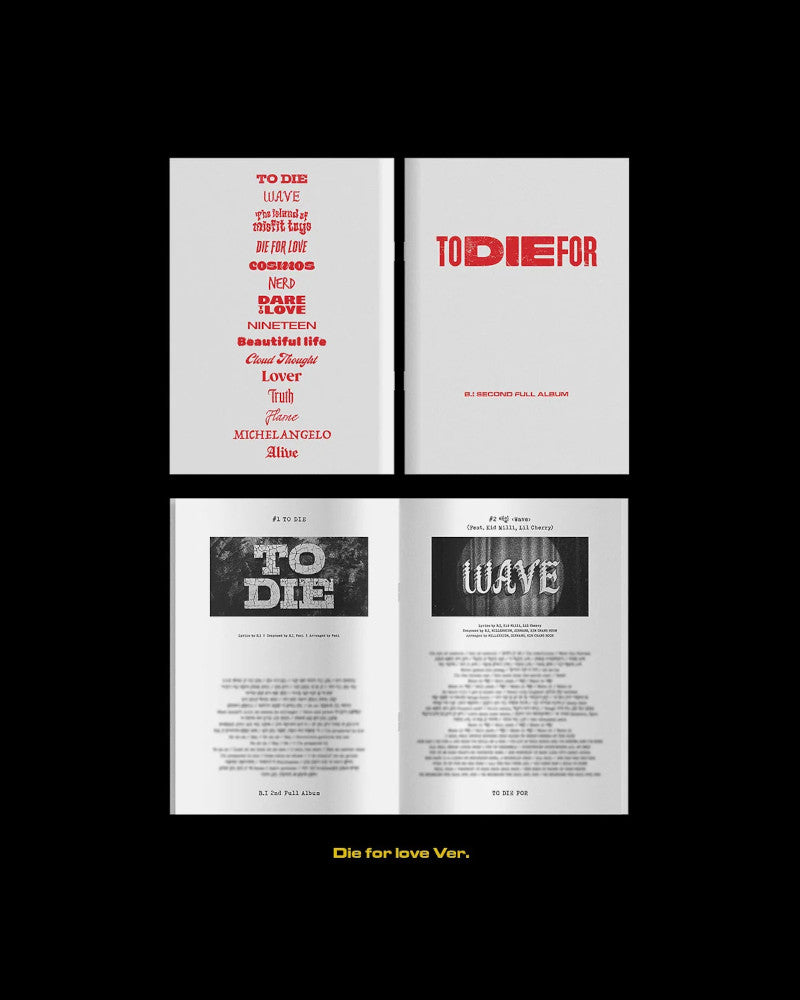 B.I - 2ND FULL ALBUM [TO DIE FOR] (2 Versions)